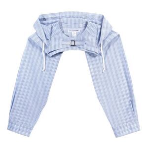 RARE COMME DES GARÇONS Blue & White Striped Bolero Hooded Shirt